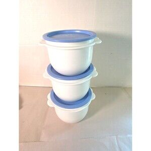Tupperware Butterfly Bowl Set of 3 White #2513 One Touch Blue Seals 700ml